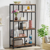 5-Tier Staggered Bookshelf, Industrial 70.8-Inch Tall Bookcase for Home Office