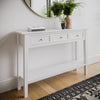 Large Narrow Console Table in White Wood with Drawers - Elms ELM012A