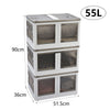 3pcs 55L Foldable Storage Stackable Box Home Clothes Organizer Cabinet w/Wheels
