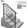 1-4 Steps Iron Handrail Stair Railing Hand Rail Kit Fit Outdoor Garden Steps UK