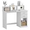 Mondeer computer Desk with Storage Shelf and 2 Drawers 105 x 94 x 48 cm White