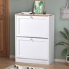 Wooden Shoe Cabinet 2 Drawer Footwear Rack Cupboard Organiser Shelf Unit Hallway
