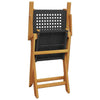 Folding Garden Chairs 6 pcs Black Poly Rattan and Solid Wood J8S7