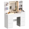 Large LED Dressing Table Vanity Makeup Desk With 7 Drawer & Shelves，White