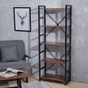 Industrial 5Tier Bookshelf Bookcase Storage Display Shelf Rustic Wood Metal Unit