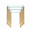 3pcs Rectangular Clear Tempered Glass Side End Table Nested Table Golden Tubes