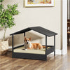 Wicker Dog House, Raised Pet Bed with Cushion Canopy, for Small to Medium Dogs