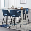 2 x Velvet Bar Stools Metal Leg Padded Seat Breakfast Stools Kitchen Chair New