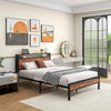 Double Bed Frame Industrial Metal Platform Bed with Headboard and Footboard