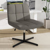 PU Leather Upholstered Armless Cross Legged Office Desk Chair No Wheels(Grey)