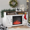 TV Stand Unit Cabinet & Electric Fireplace LED Fire Log Heater Flame Living Room