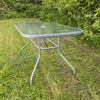 Garden Table Glass Top Patio Metal Frame Rectangle Large Outdoor Dining