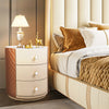 Retro Round Nightstand 3 Drawer Chest of Drawer Cabinet Accent End Table Bedroom