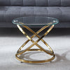 Gold Silver Coffee Table Side Table with Round Glass Top Living Room Furniture