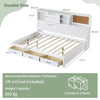 Double Size Daybed Wooden Sofa Bed Frame w/ Storage Shelves & 3 Drawers