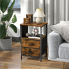 Industrial Bedside Table Charging Station End Table Nightstand w/2 Drawer