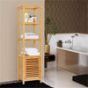 Tall Bamboo Bathroom Storage Cabinet Unit Cupboard with 3 Open Shelves