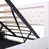 4ft6 Double Gas Lift Ottoman Storage Bed Frame w/ LED Lights Faux Leather White