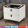 2 Drawers LED Bedside Tables Cabinets Wireless Charging Bedroom Furniture Omnwed