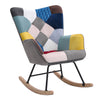 Upholstered Patchwork Fabric Rocker Armchair High Wing Back Rocking Glider Chair