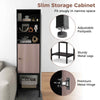 Sturdy Metal Support Slim Cupboard Tall Kitchen Storage Cabinet-Black