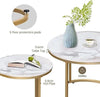 Round Coffee Tables, Removable Set of 2 End Table with Gold Metal Frame Legs