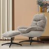 2Pcs Chenille Fabric Single Sofa Armchair Relaxing Recliner Chair & Ottoman Set