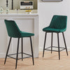 2x Green Velvet Bar Stool Kitchen Counter Breakfast Chair Pub Restaurant Cafe