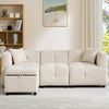 3 Seater Sofa L shape Fabric Corner Sofa with Detachable Storage Ottoman | Beige