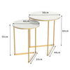 Nest of End Tables Sintered Stone Stacking Round Coffee Side Tables Marble Look