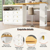 Extendable Dining Bar Table Kitchen Island with Storage Cabinet with 6 Drawers