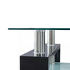 Black Glass Coffee Table 2 Tier With Shelf Rectangle MDF Legs Livingroom Modern