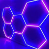 5x RGB Hexagon LED Garage Light Honeycomb Lights for Workshop Gym Gaming Room