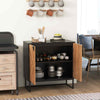 Console Cabinet Sideboard Buffet Cabinet with shelf and Metal Legs-Black