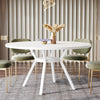 Round Dining Table for 6-8 People, 120cm Large Kitchen Tables with Metal Legs