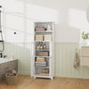 Modern White High Gloss Tall Bathroom Cabinet Storage Furniture Cupboard
