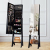 LED Sanding Mirror Jewelry Cabinet Makeup Vanity Armoire Jewelry Organizer Black
