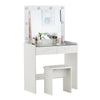 White Dressing table LED With Clear Glass Top Makeup Desk Drawers Stool Vanity