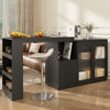 Multifunctional Storage Cabinet Kitchen Island with 360°Rotating Bar Table Black