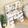 White Large Dressing Table With 7 Drawers LED Lights Mirror Makeup Vanity Desk