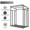 Outdoor Wooden Log Store Metal Garden Shed Firewood Stacking Storage w/ PE Cover