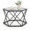 Hexagonal Coffee Tables Metal Frame Sofa Tea Table with Tempered Glass Top