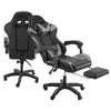 Massage Gaming Chair Leather Racing Office Executive Recliner with Leg Rest Grey
