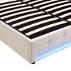 Upholstered Bed 4ft6 Double LED Hydraulic Bed Frame with Ottoman Storage Beige