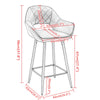2PCS Barstools Padded Upholstered Dining Chair Breakfast Bar Seating for Cafe