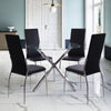 Round Tempered Glass Dining Coffee Table w/ Chrome Leg Modern Kitchen Furniture
