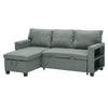 3 Seater Grey Linen Fabric Sofa Bed Pull Out Sofabed with Storage Lounge Chaise