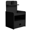 Side Storage Cabinet Bedside Table Bedroom Nightstand with Extra Shelf & Drawer