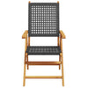 Reclining Garden Chairs 8 pcs Black Poly Rattan and Solid Wood V1P4