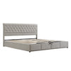 Upholstered Bed 6 FT Super King Ottoman Bed Grey Fabric Bed Frame With Storage